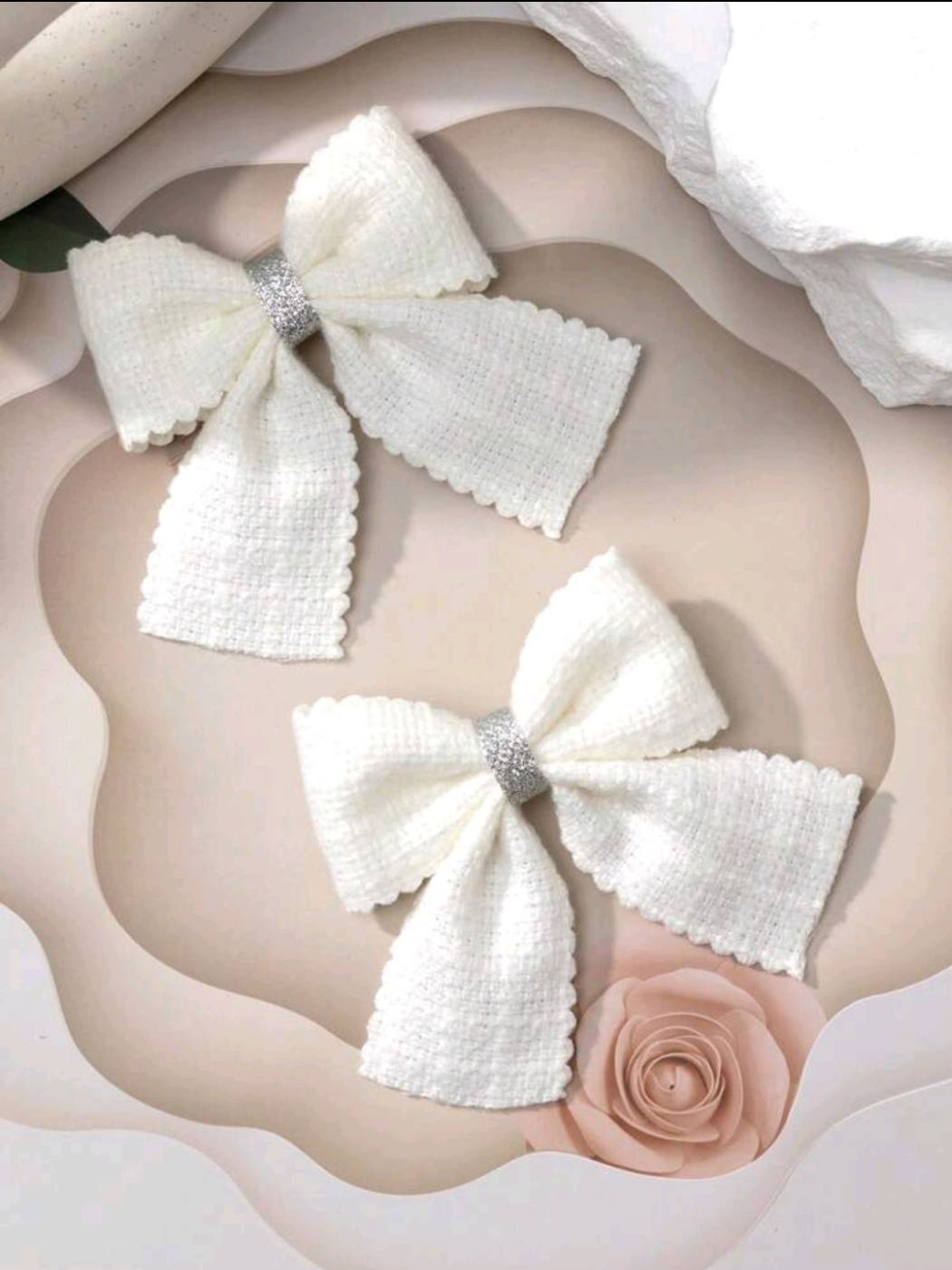2PCS Winter Ribbon Bow Hair Clip 