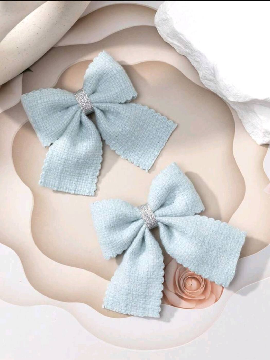 2PCS Winter Ribbon Bow Hair Clip 