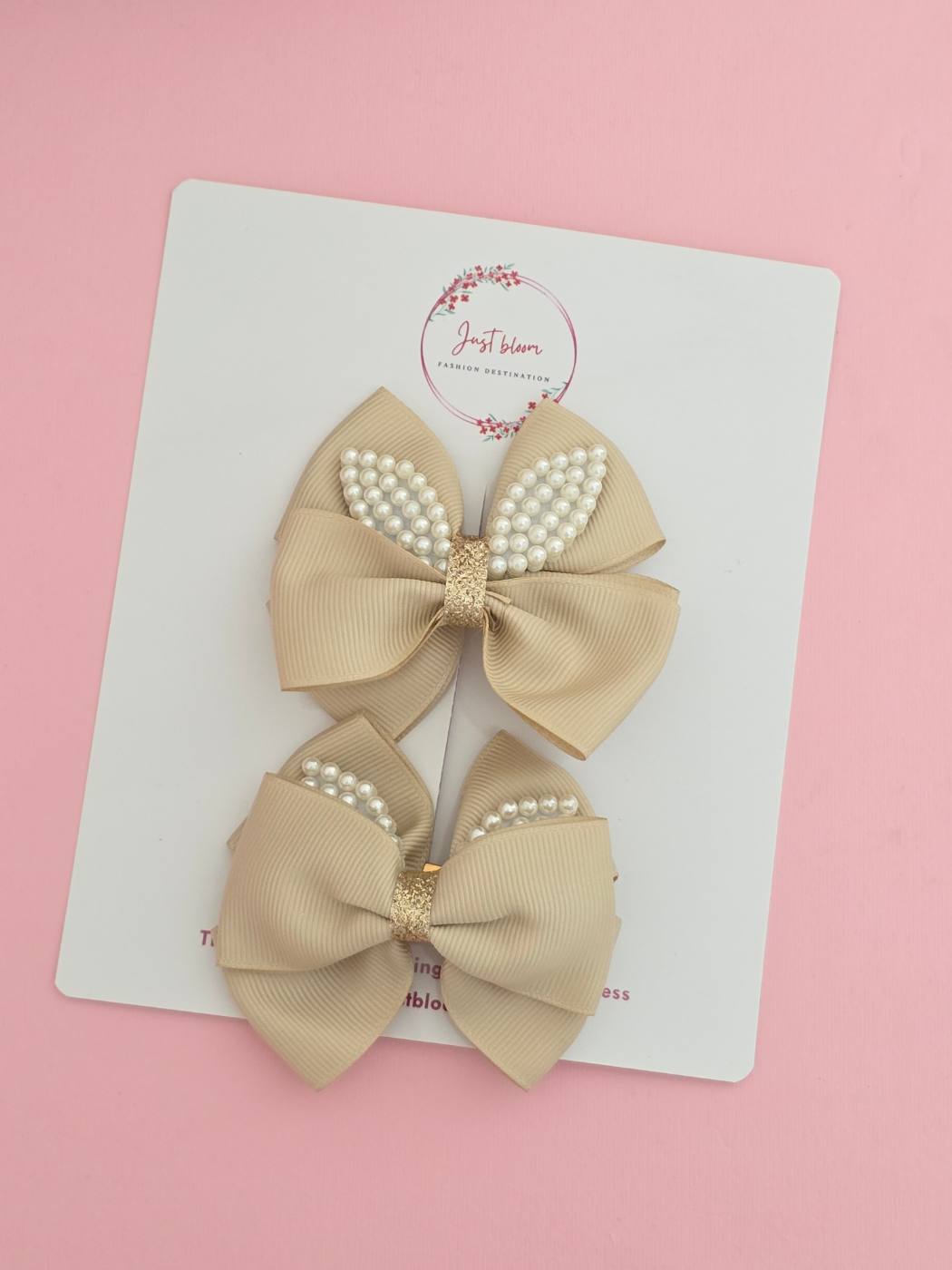2pcs Bow Hair Clip With Pearls 