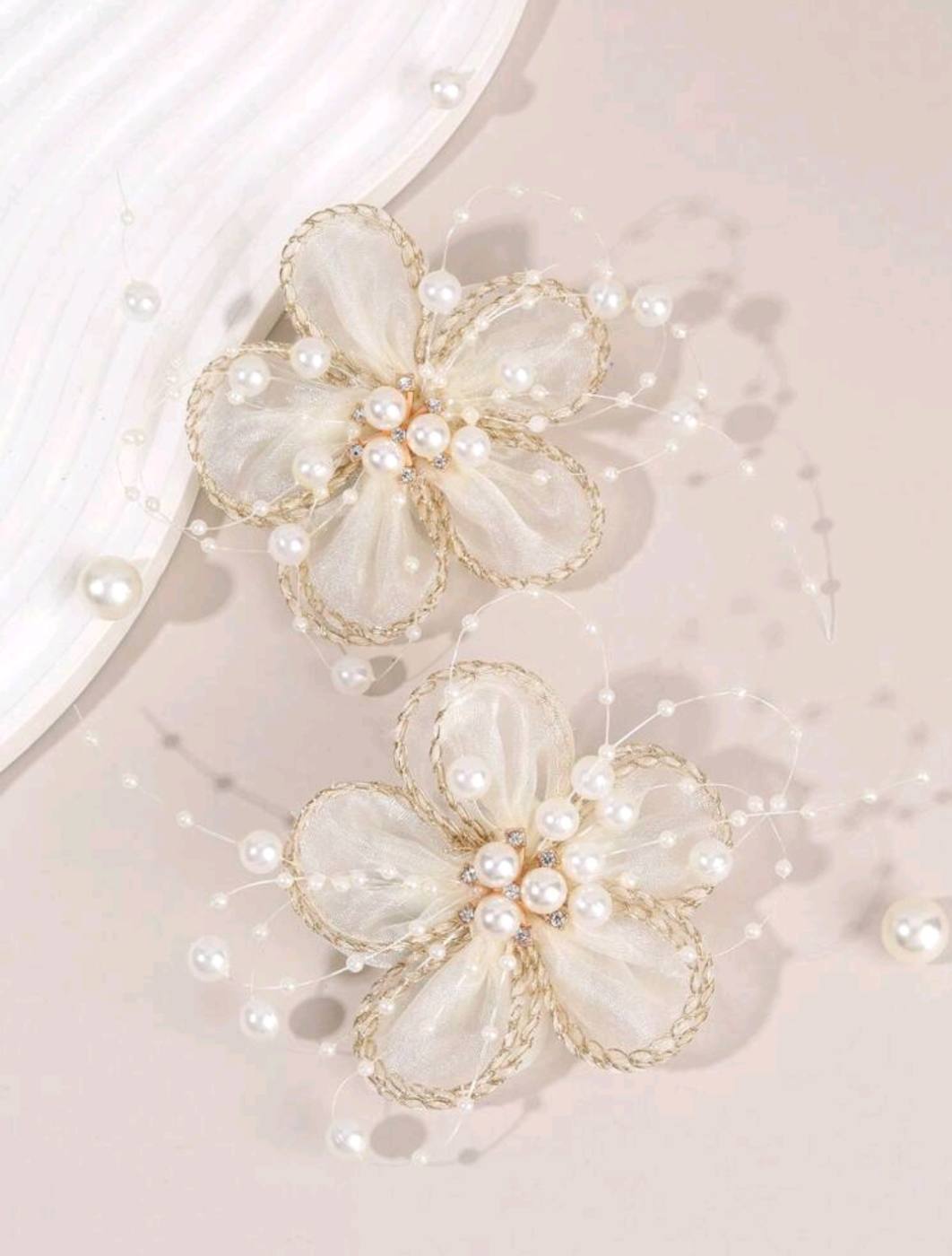2pc Beaded Flower Hair Clip 