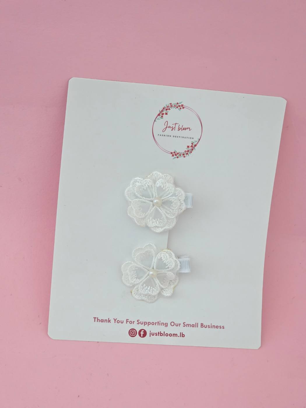 2pc White Lace Flower Mini Hair Clip 