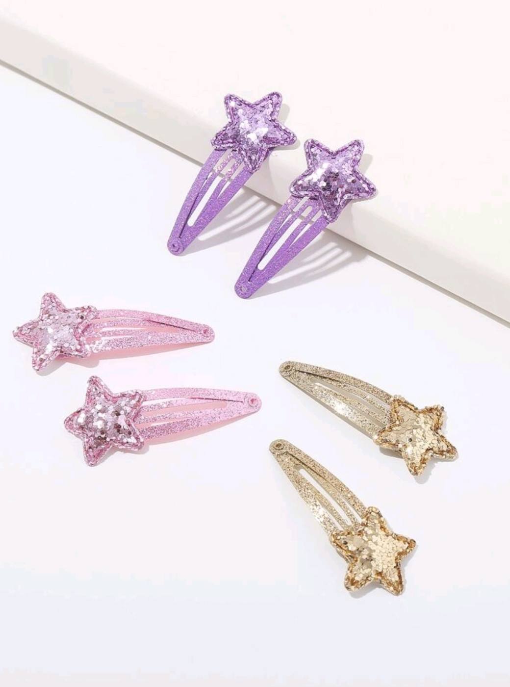 6pcs Glittery Star Snap clips Set