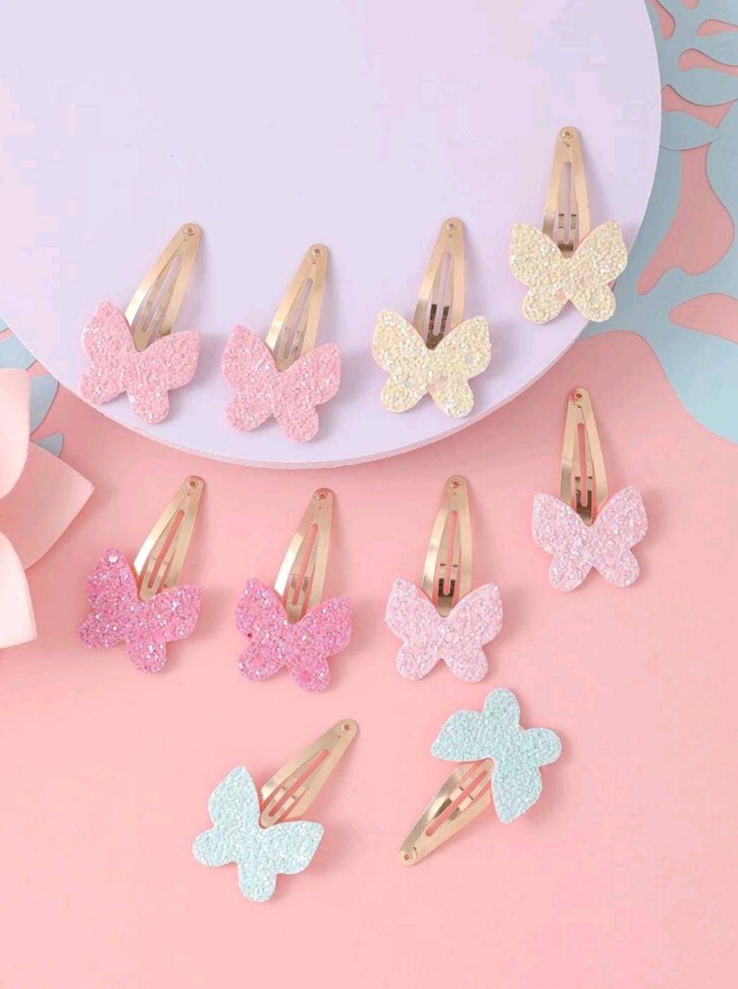 10pcs Glittery Butterfly Snap Clip Set 