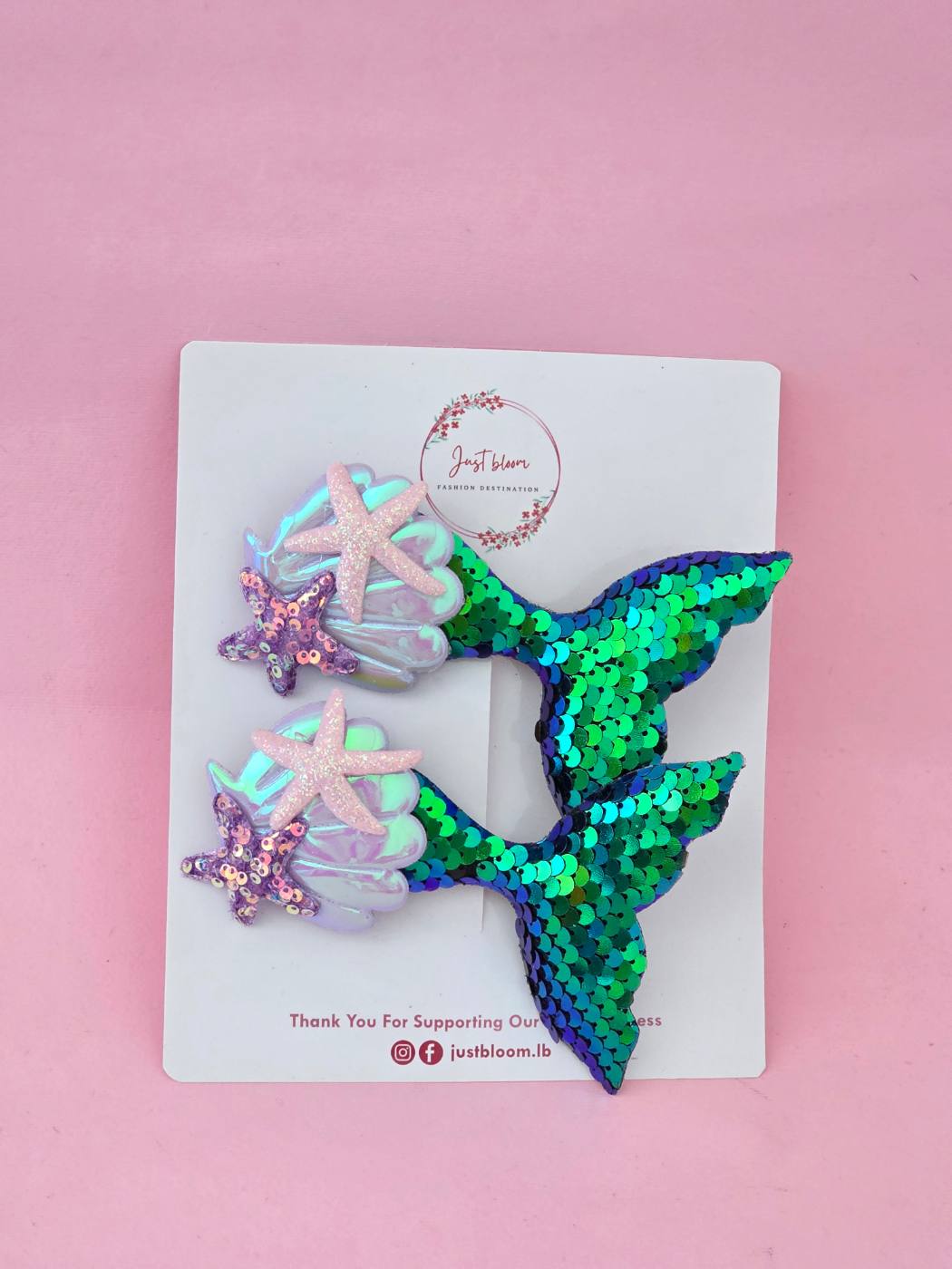2pcs Shiny Seashee/Mermaid Tail Hair Clip 
