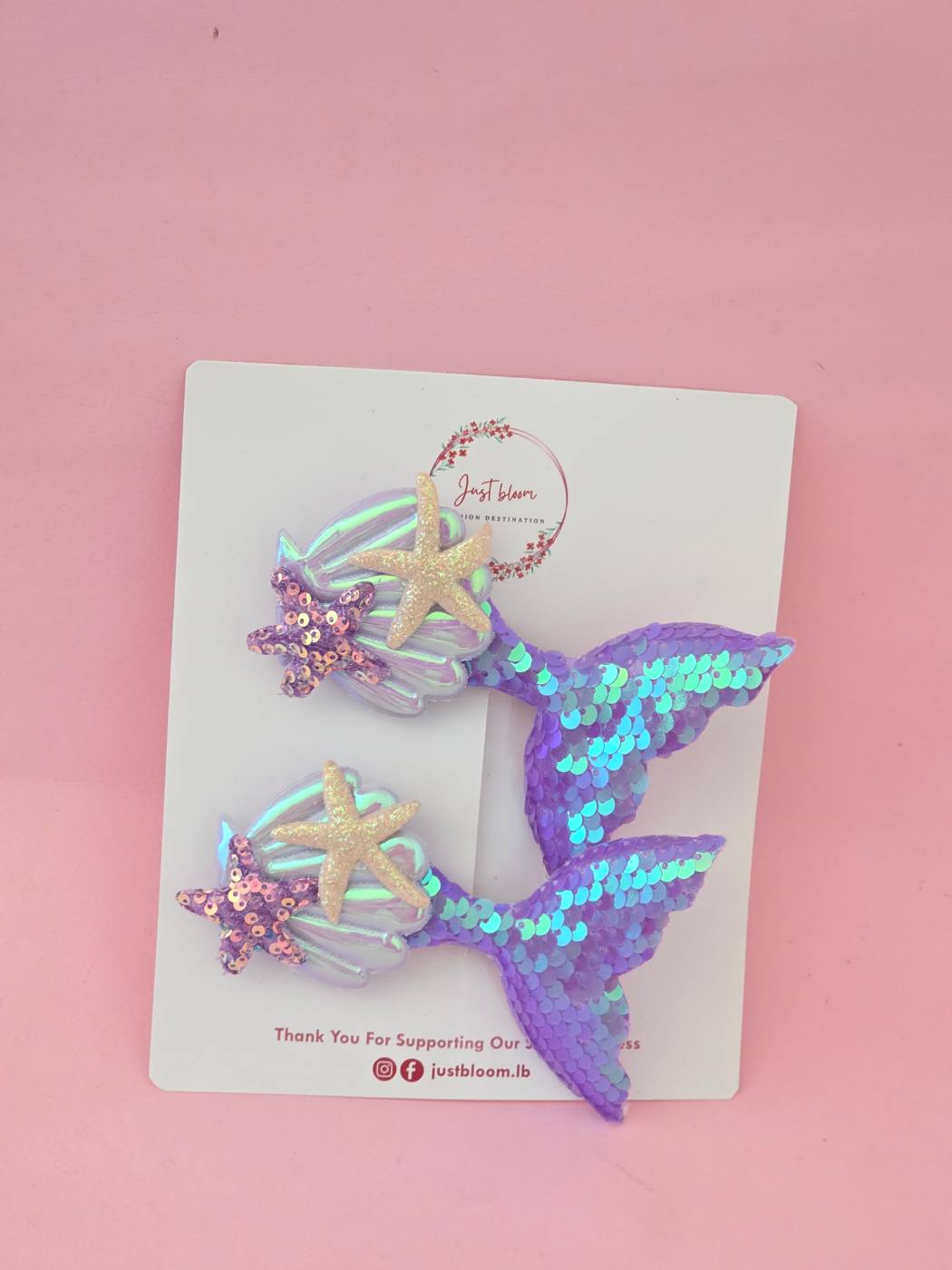 2pcs Shiny Seashee/Mermaid Tail Hair Clip 