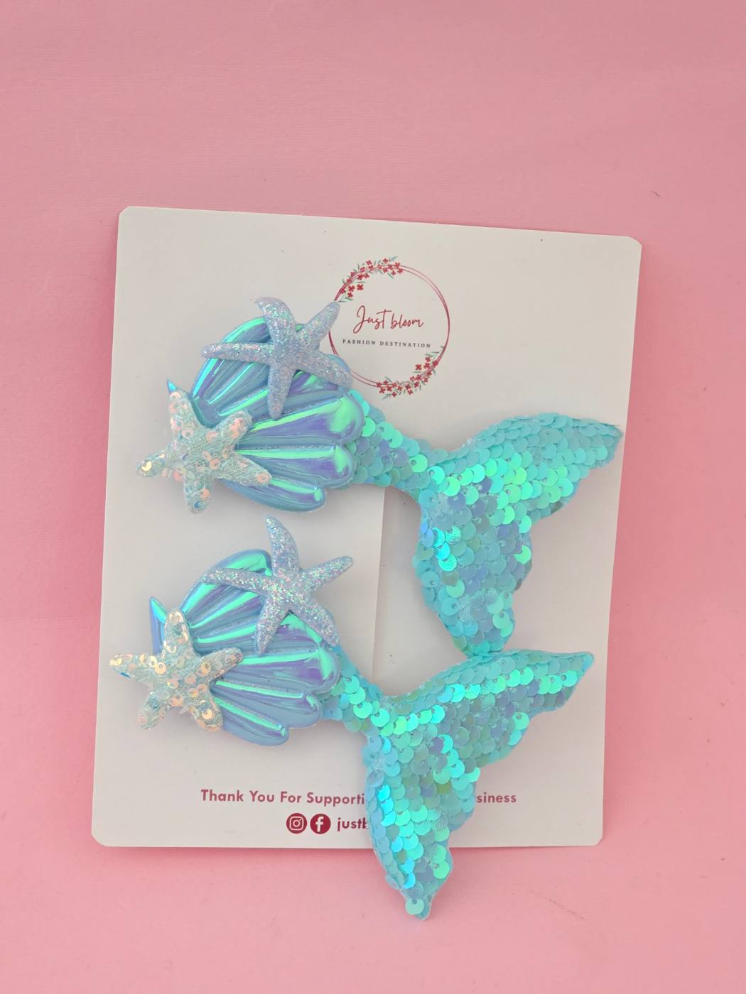 2pcs Shiny Seashee/Mermaid Tail Hair Clip 