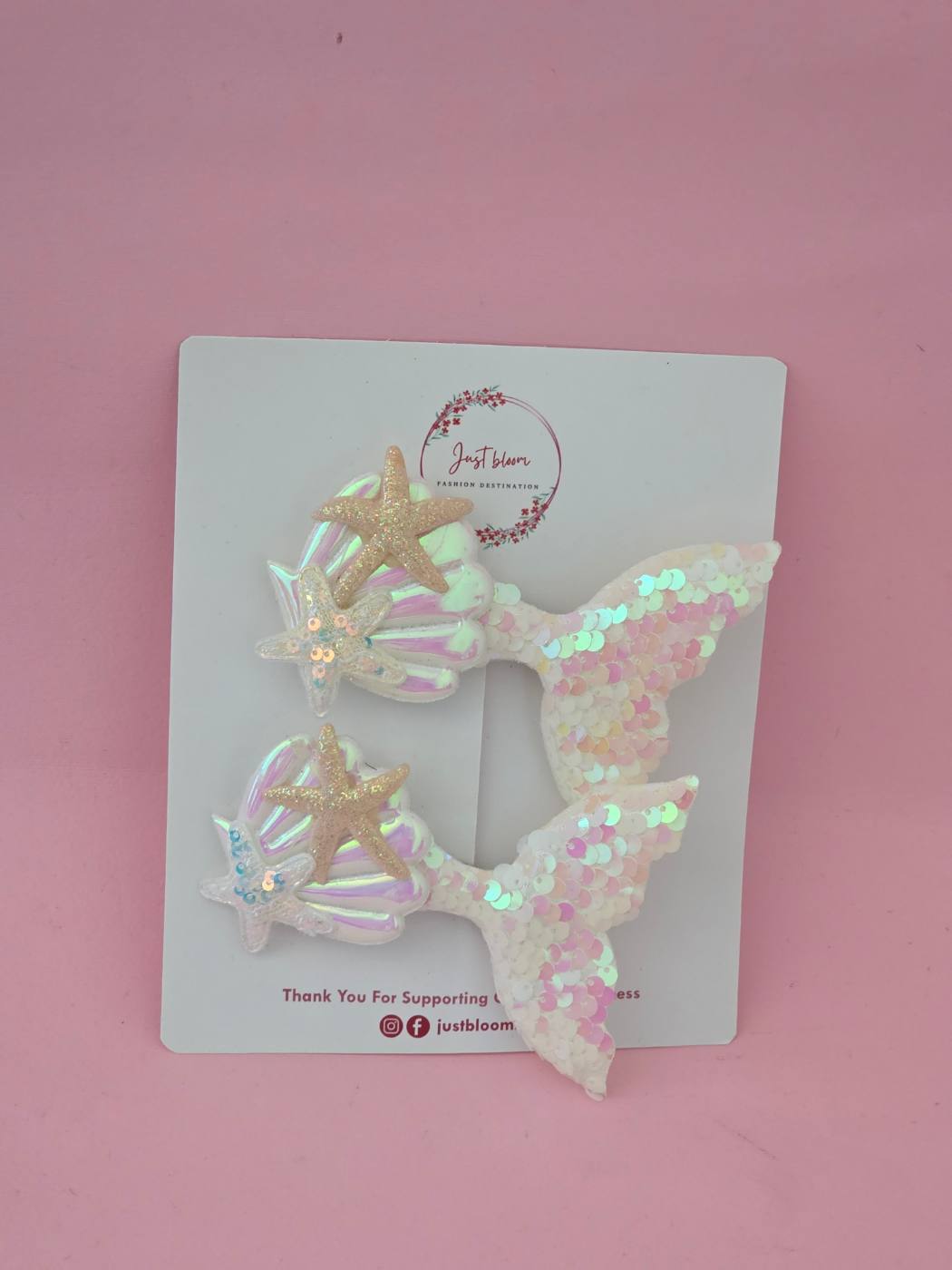 2pcs Shiny Seashee/Mermaid Tail Hair Clip 