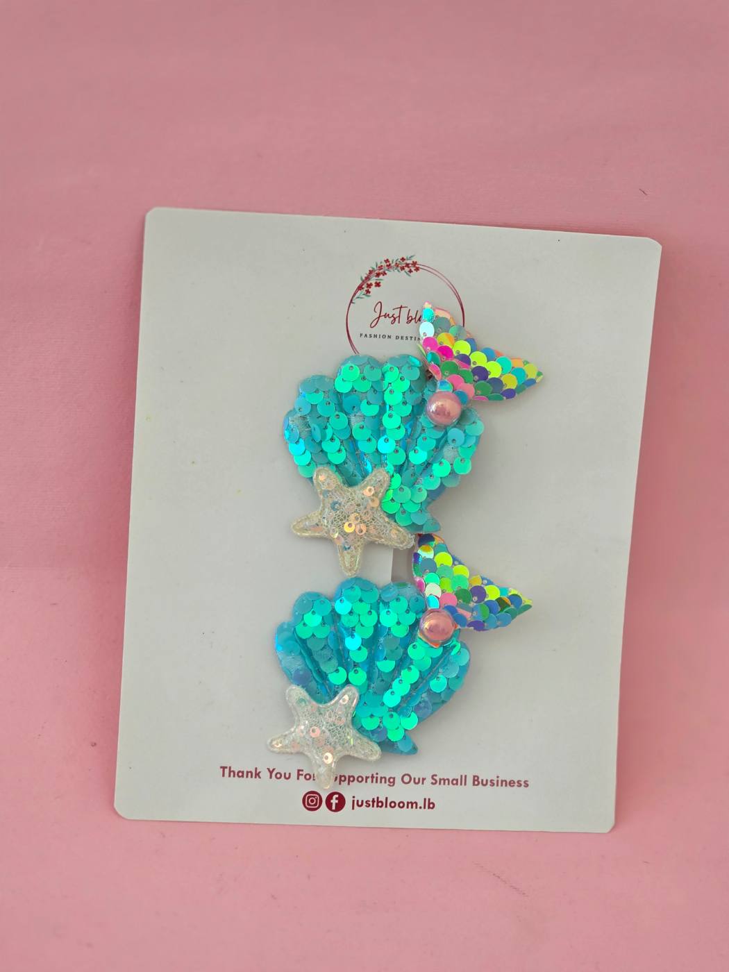 2pcs Shiny Mini Seashell/Mermaid Tail Hair clip 