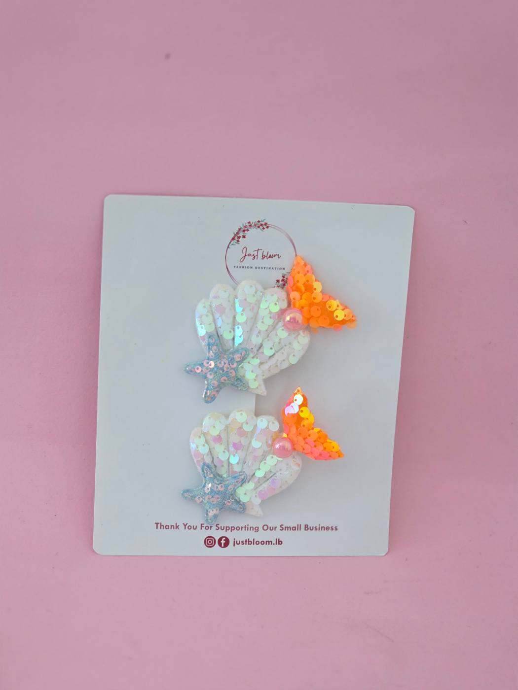 2pcs Shiny Mini Seashell/Mermaid Tail Hair clip 