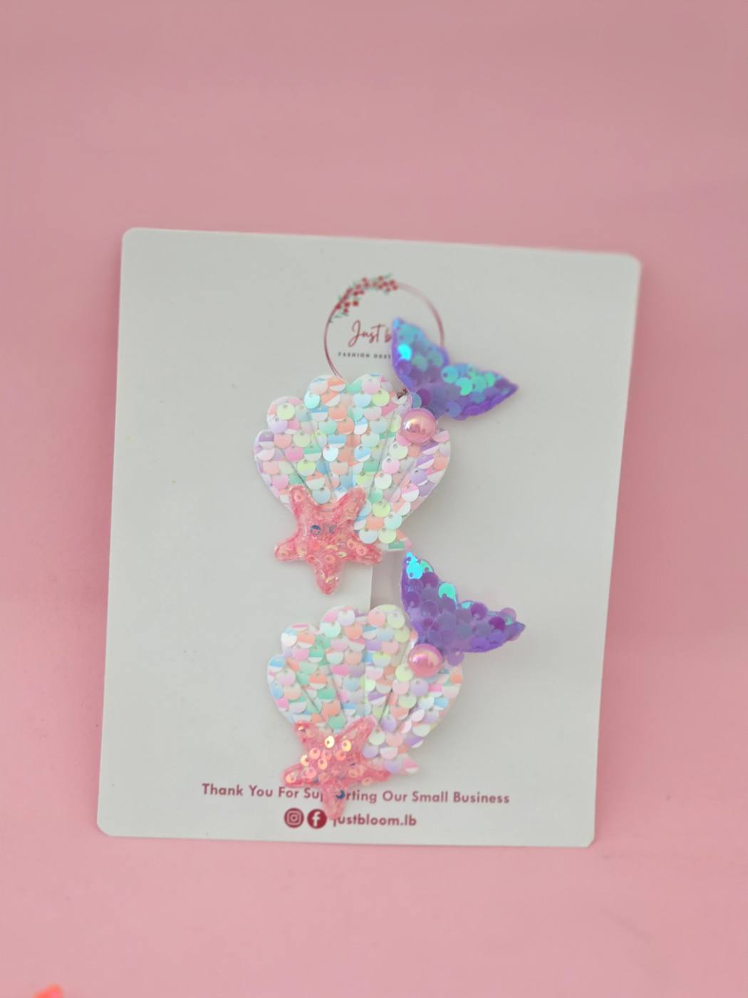 2pcs Shiny Mini Seashell/Mermaid Tail Hair clip 