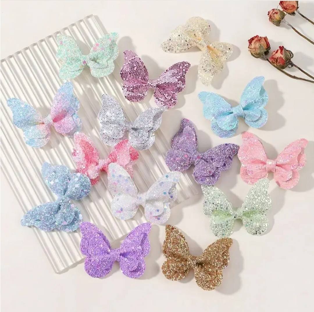 2pc Shimmery Butterfly Hair Clip 