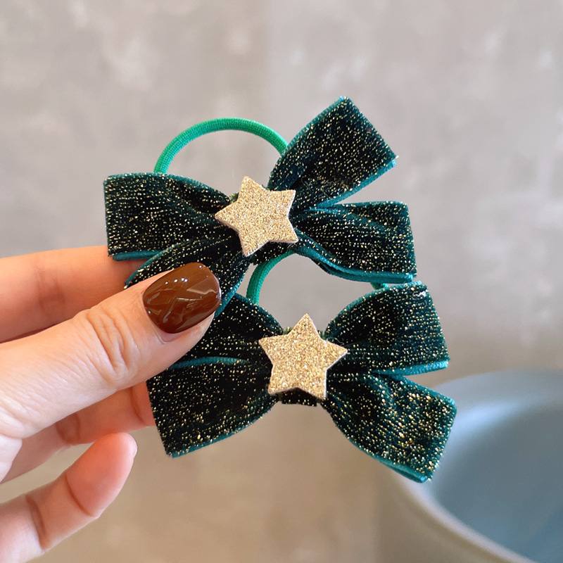 2pcs Emerald Green Hair Ties 