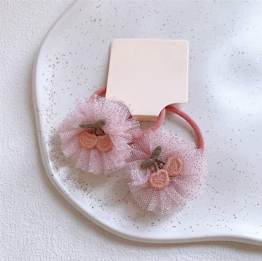 2pc Pink Garden Hair Ties 