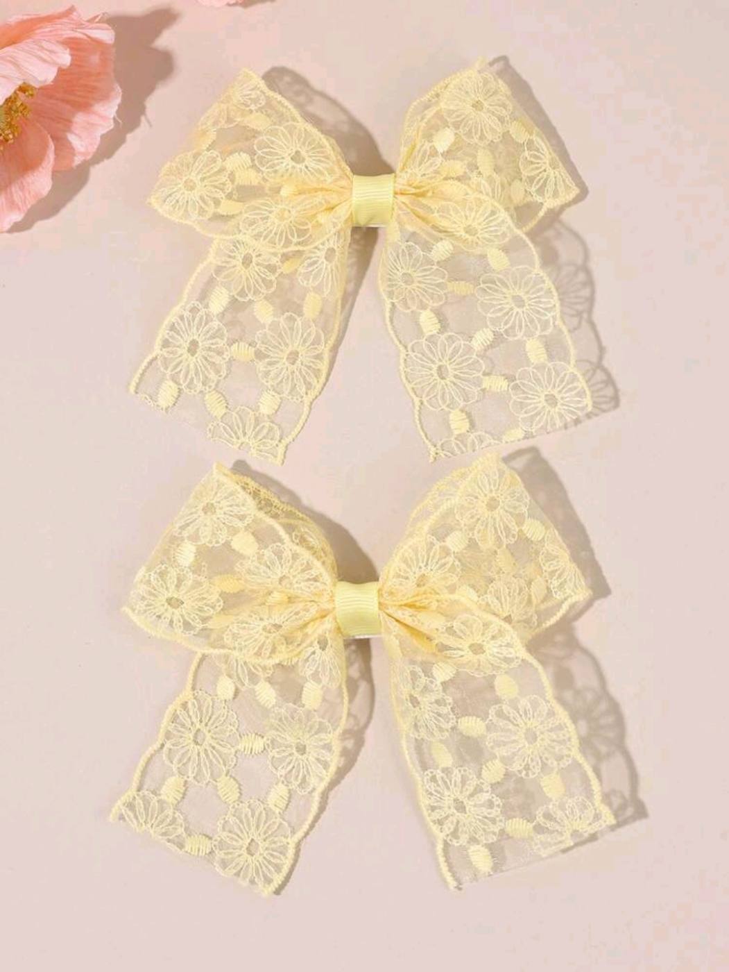 2pc Yellow Lace Hair clip 