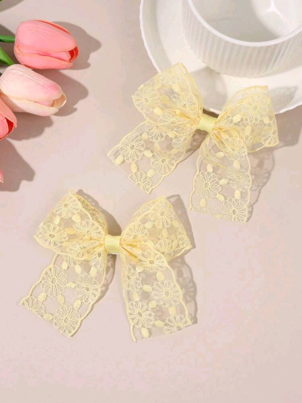 2pc Yellow Lace Hair clip 