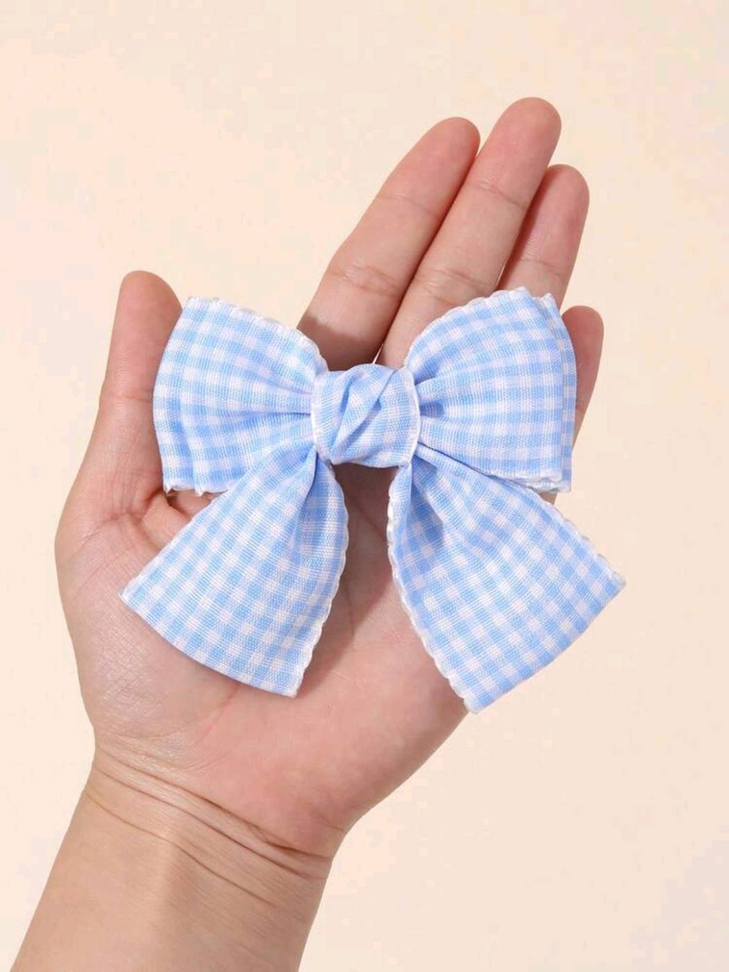 2pcs Squared Blue Bow Hair clip 