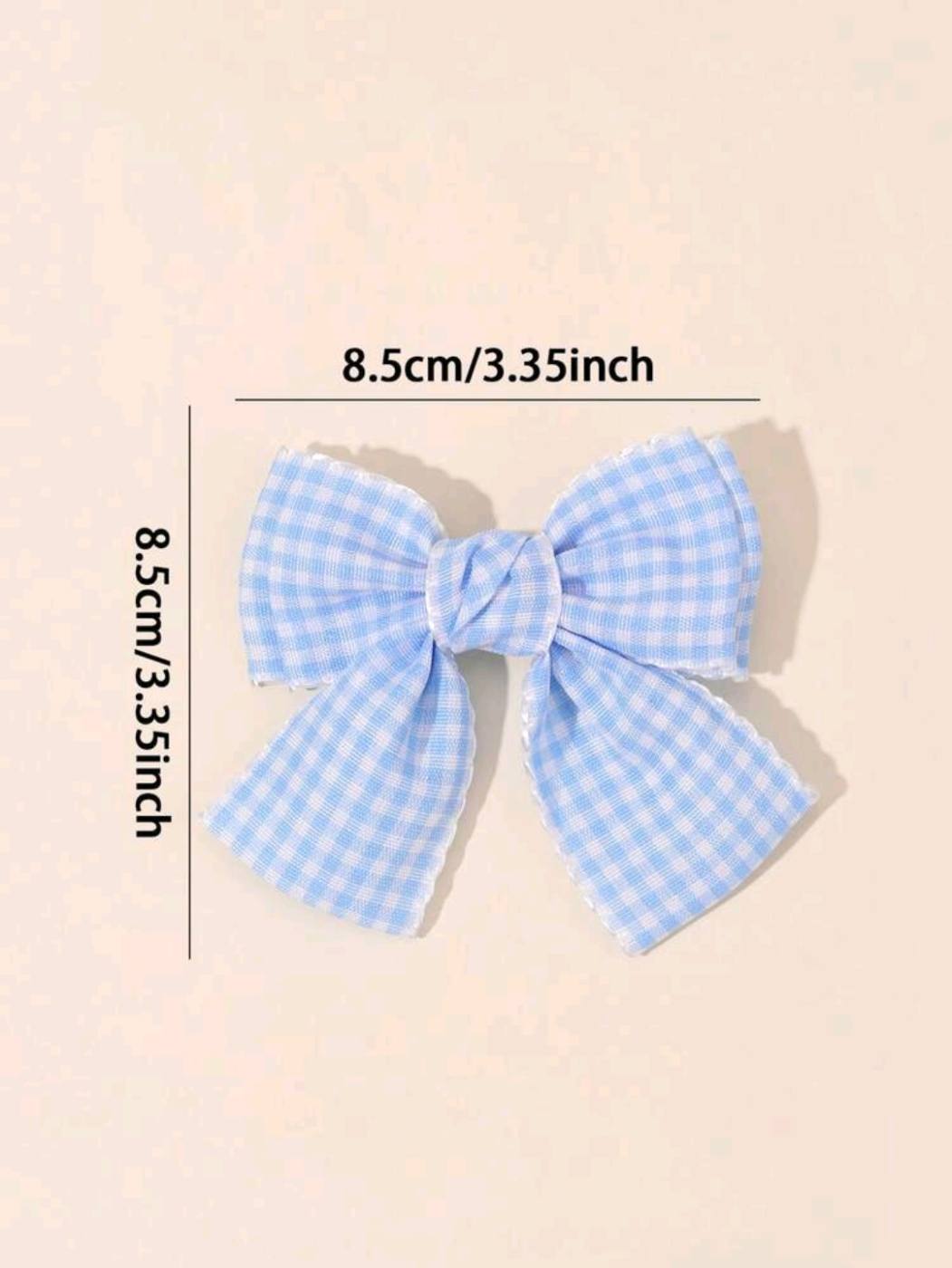 2pcs Squared Blue Bow Hair clip 