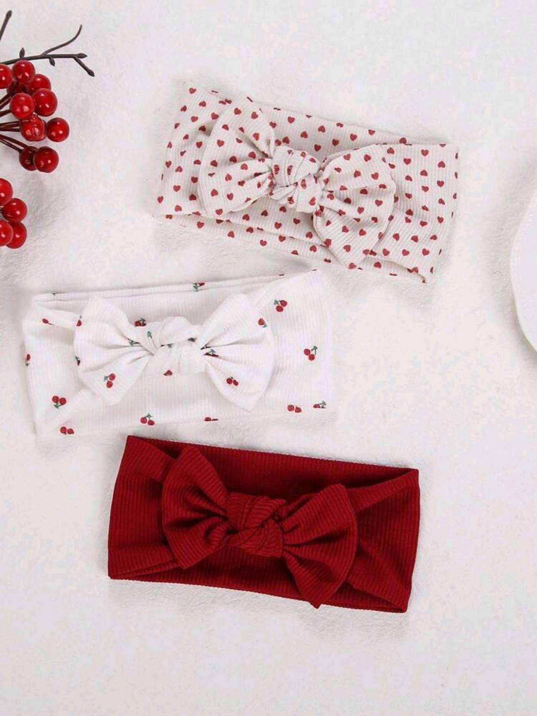 3pcs Cherry Baby Headband set