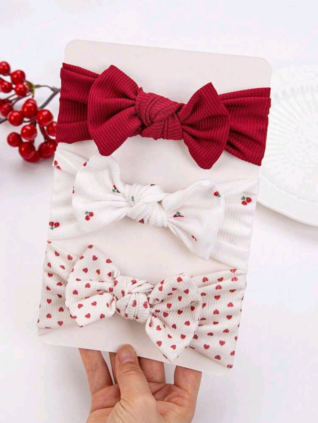 3pcs Cherry Baby Headband set