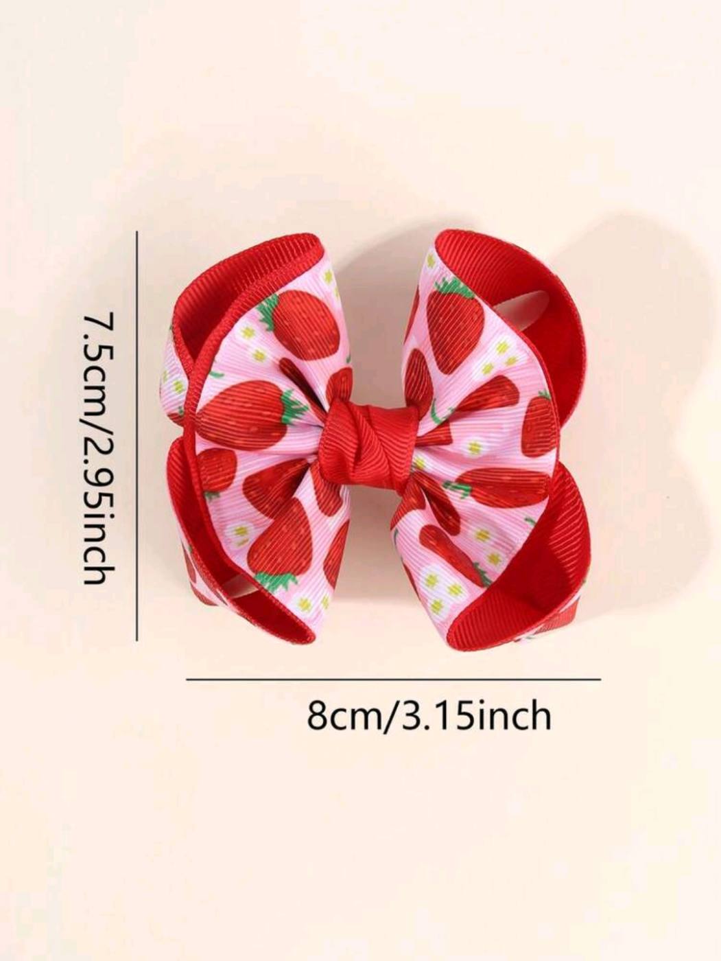 2pcs Big Bow Pink abs Red Strawberry Hair clips 
