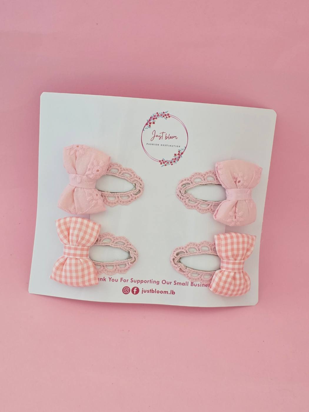 2pcs Embroidered Bow Snap Clips