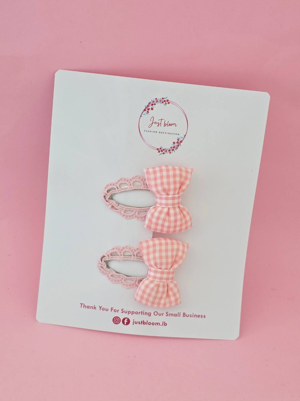 2pcs Embroidered Bow Snap Clips