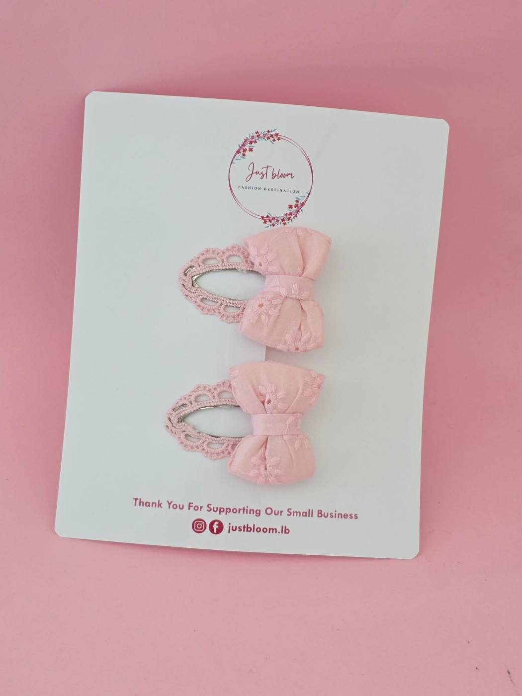 2pcs Embroidered Bow Snap Clips