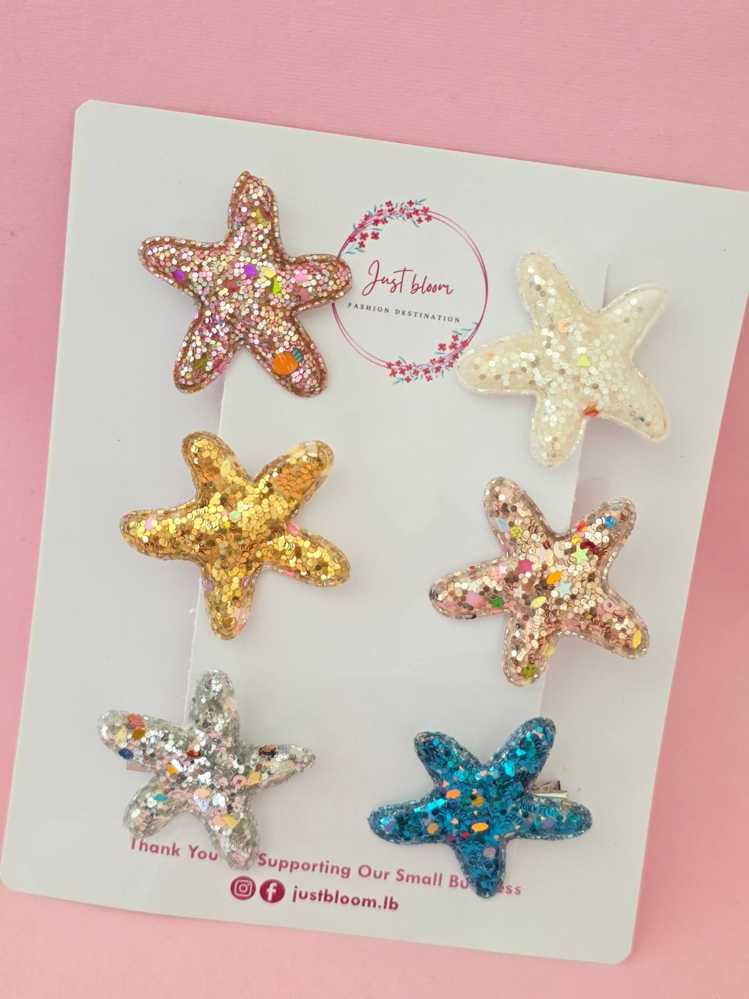6pcs Glittery Star fish Hairclip 