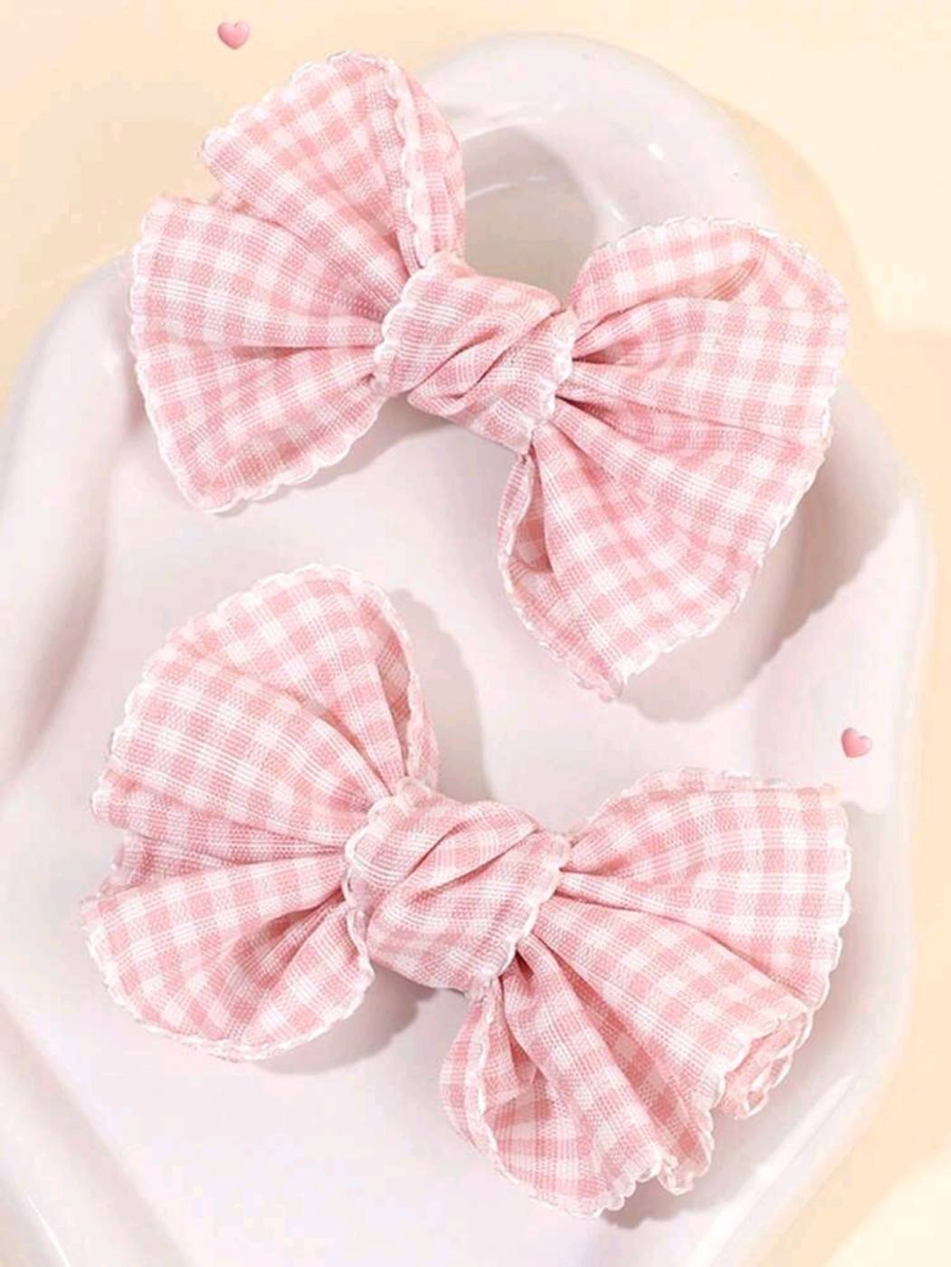 2pcs Squared Patterned Bow Hair Clip 
