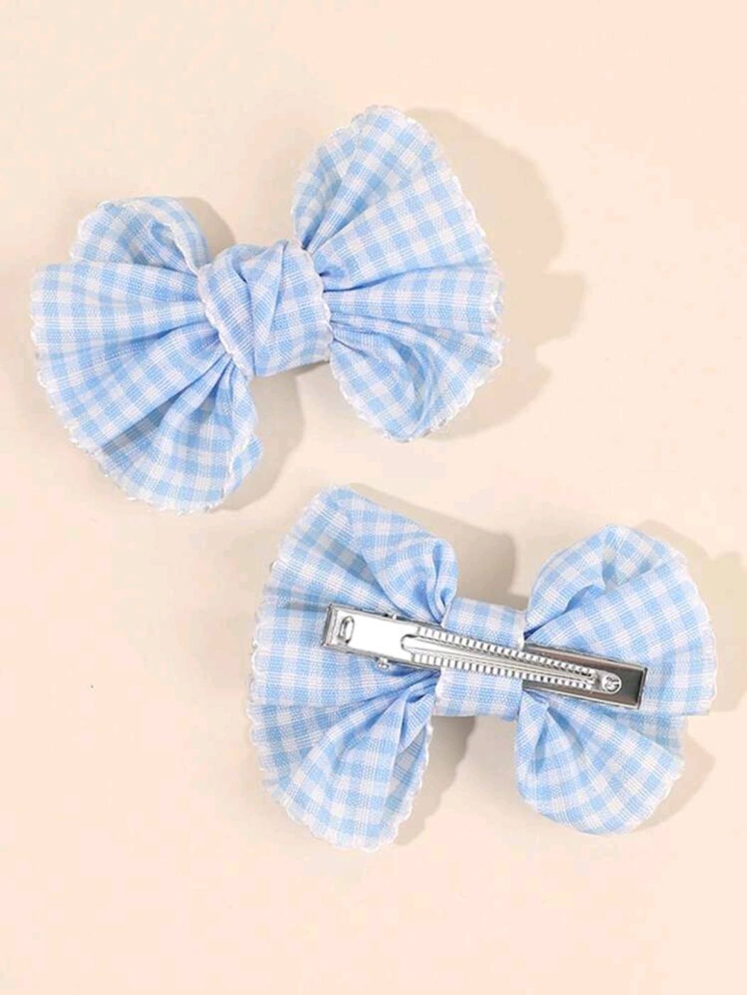 2pcs Squared Patterned Bow Hair Clip 